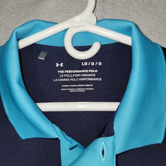 Under Armour Mens The Performance Polo Blue Color Block Size Large - Picture 2 of 10